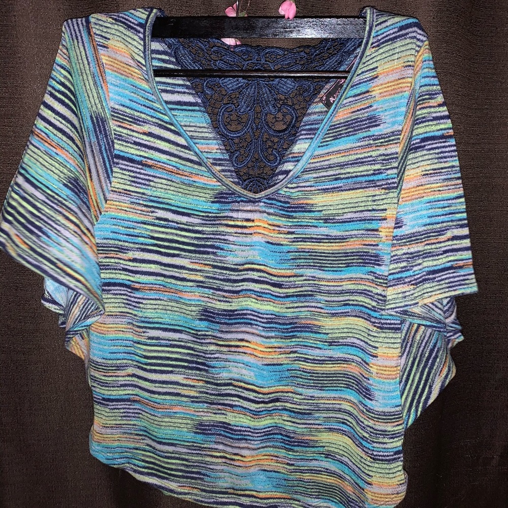 Blue and Green Dolman w/ Lace Backing